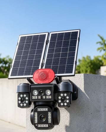 Güneş Enerjili Akıllı Güvenlik Kamerası PTZ Dört Modül
