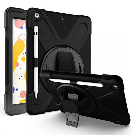 Apple iPad 9. Nesil 10.2 Kılıf Defender Askılı Zırhlı Tank Case A2602 A2603 A2604 A2605