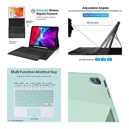 Apple iPad Pro 11 2. Nesil 2020 Kılıf Kablosuz Klavyeli Kılıf Mobax A2228 A2068 A2230 A2231
