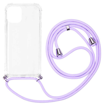 Apple iPhone 12 Mini Kılıf Boyna Askılı İpli Şeffaf Kılıf