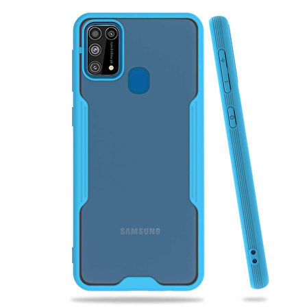 Samsung Galaxy M31 Kılıf Kenar Renkli Kamera Korumalı Mat Kapak