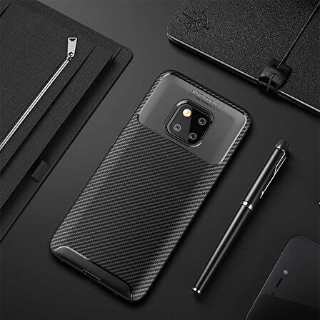 Huawei Mate 20 Pro Kılıf Karbon Silikon Case
