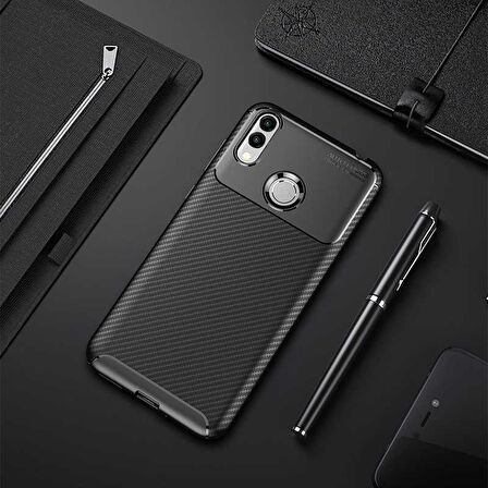 Huawei Honor 8C Kılıf Karbon Silikon Case