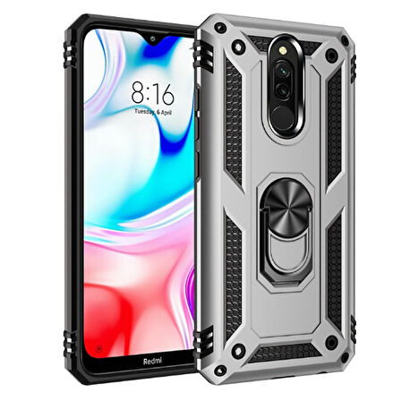 Xiaomi Redmi 8 Kılıf Yüzüklü Zırh Tank Vega