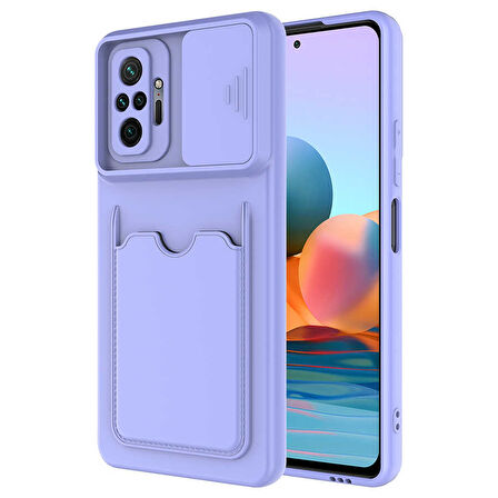 Xiaomi Redmi Note 10 Pro Kılıf Kartlıklı Lens Kapatmalı Kapak