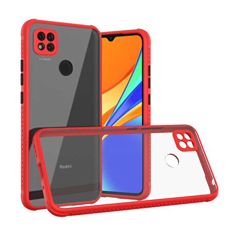 Xiaomi Redmi 9C Kılıf Kenar Renkli Sararmaz Şeffaf Kapak