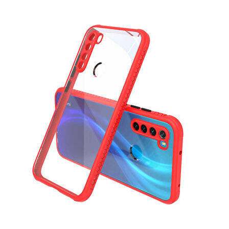 Xiaomi Redmi Note 8 Kılıf Kenar Renkli Sararmaz Şeffaf Kapak