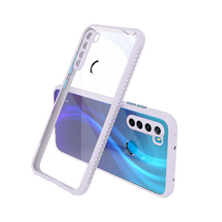Xiaomi Redmi Note 8 Kılıf Kenar Renkli Sararmaz Şeffaf Kapak
