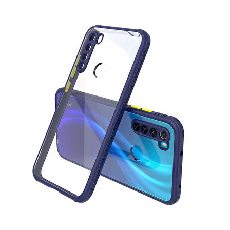 Xiaomi Redmi Note 8 Kılıf Kenar Renkli Sararmaz Şeffaf Kapak