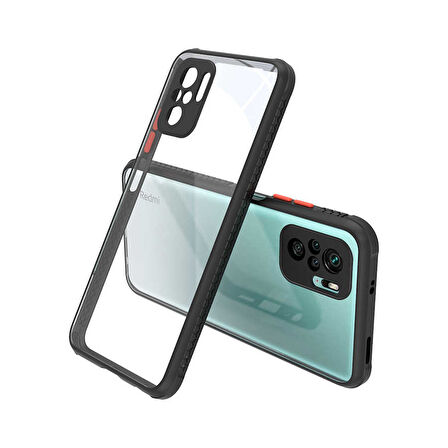 Xiaomi Redmi Note 10S Kılıf Kenar Renkli Sararmaz Şeffaf Kapak