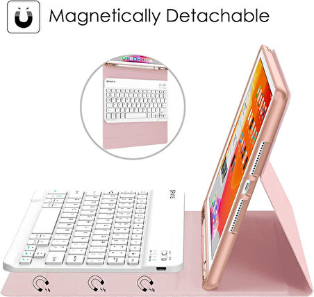 Apple iPad 9. Nesil 10.2" 2021 Kılıf Kablosuz Klavyeli Kılıf Mobax A2602 A2603 A2604 A2605