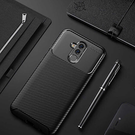 Huawei Mate 20 Lite Kılıf Karbon Silikon Case