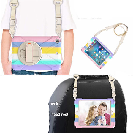 Apple iPad Air 2 9.7" Kılıf Renkli Strap Zırh Case A1566 A1567