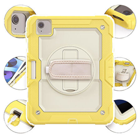 Apple iPad Pro 11 3. Nesil 2021 Kılıf Renkli Strap Zırh Case A2377 A2459 A2301 A2460