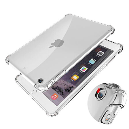 Apple iPad 9. Nesil 10.2 Kılıf Kalem Bölemli Standlı Darbelere Dayanıklı Şeffaf Kapak A2602 A2603 A2604 A2605