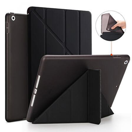Apple iPad 8. Nesil 10.2 Kılıf Trifolding Arkası Silikon Smart A2270 A2428 A2429A2430