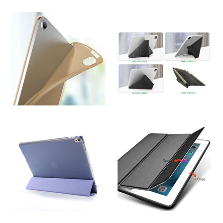 Apple iPad 8. Nesil 10.2 Kılıf Trifolding Arkası Silikon Smart A2270 A2428 A2429A2430