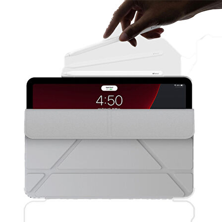 Apple iPad Pro 12.9 3. Nesil Kılıf Trifolding Arkası Silikon Smart A1876 A2014 A1895 A1983