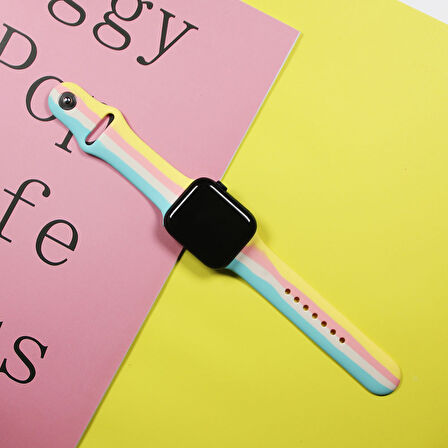 Apple Watch 42/44/45/46/49mm Kordon Gökkuşağı Kordon