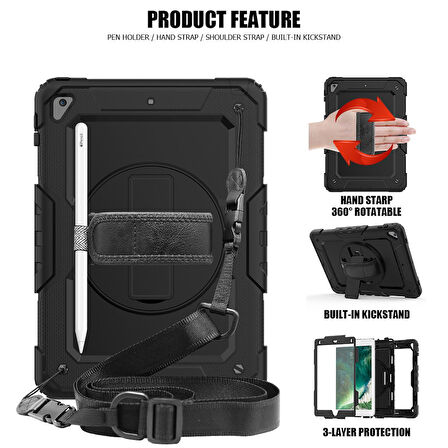 Apple iPad 5. Nesil 9.7" Kılıf Defender Askılı Pars Case A1822 A1823