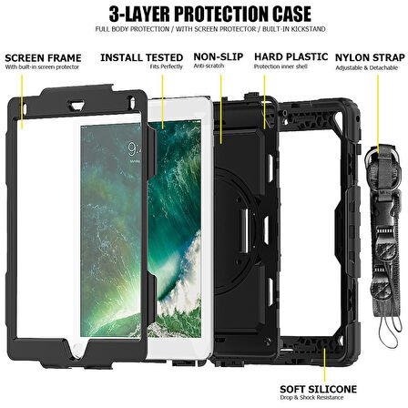 Apple iPad Pro 9.7 Kılıf Defender Askılı Pars Case A1673 A1674 A1675