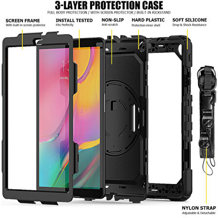 Samsung Galaxy Tab A 10.1 T510 T515 T517 Kılıf Defender Askılı Pars Case