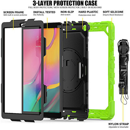 Samsung Galaxy Tab A 10.1 T510 T515 T517 Kılıf Defender Askılı Pars Case