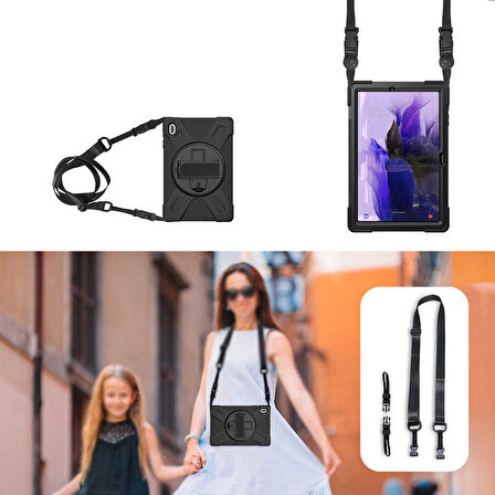Samsung Galaxy Tab S7 FE LTE T737 T736 T733 T730 Kılıf Defender Askılı Zırhlı Tank Case