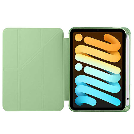 Apple iPad Mini 7 Mini 6 Kılıf Kalem Bölmeli Trifolding Case 2021-2024
