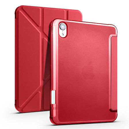 Apple iPad Mini 7 Mini 6 Kılıf Kalem Bölmeli Trifolding Case 2021-2024