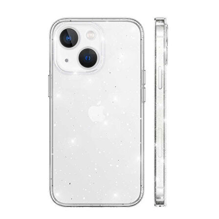 Apple iPhone 13 Kılıf Şeffaf İnce Simli Kapak