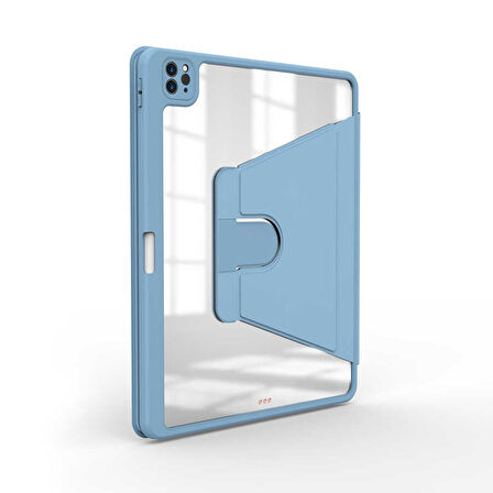 Apple iPad Pro 12.9 5. Nesil Kılıf Şeffaf Dönebilen Kalem Bölmeli A2378 A2379 A2461 A2462