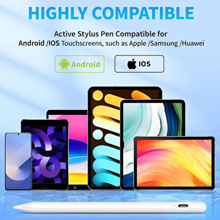 Mıknatıslı Stylus Kapasitif Dokunmatik Kalem Tüm Cihazlar Telefon ile Uyumlu Çizim Tasarım Tablet Kalemi