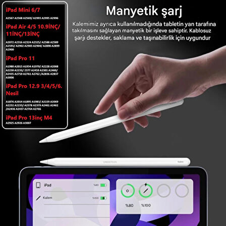 Apple iPad Stylus Dokunmatik Kalem Palm Rejection Mıknatıslı 2018 Sonrası iPadlar İçin Pencil 2.Nesil