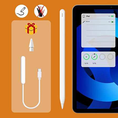 Apple iPad Stylus Dokunmatik Kalem Palm Rejection Mıknatıslı 2018 Sonrası iPadlar İçin Pencil 2.Nesil