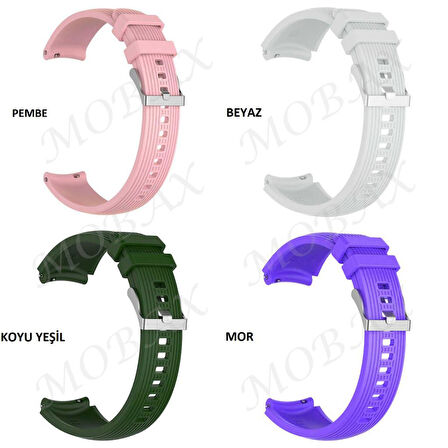 Samsung Galaxy Watch 42mm Active 2 40mm 44mm Kordon Çizgili Silikon Kordon