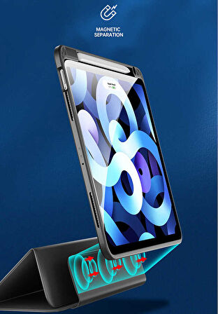 Apple iPad 9. 8. 7. Nesil 10.2" Kılıf Kalem Bölmeli Şeffaf Case A2602 A2603 A2604 A2605