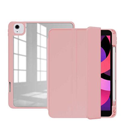 Apple iPad Air 4 10.9 Kılıf Kalem Bölmeli Şeffaf Case A2072 A2316 A2324 A2325