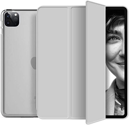 Apple iPad Pro 12.9 4. Nesil 2020 Kılıf PU Deri Smart Standlı Case A2229 A2069 A2232 A2233