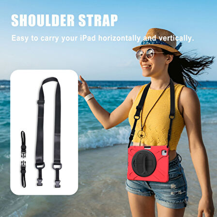 Apple iPad Air 5 10.9" 2022 Kılıf Defender Askılı Zırhlı Tank Case A2588 A2589 A2591