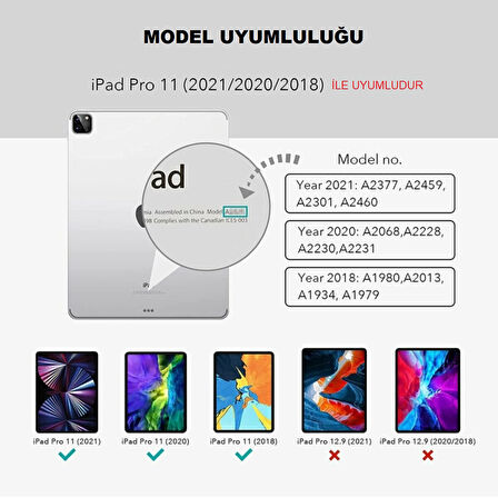 Apple iPad Pro 11 1. / 2. Nesil Kılıf Tablet Hibrit Silikon Case A2228 A2068 A2230 A2231 A1980 A2013 A1934 A1979