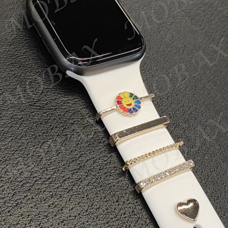 Apple Samsung Oppo Huawei Haylou Watch Kordon Aksesuarı Charm Seti Taşlı
