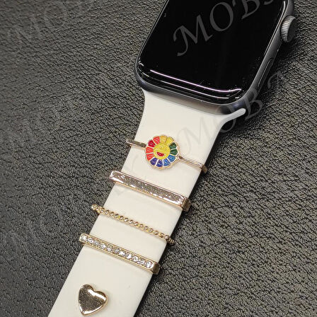 Apple Samsung Oppo Huawei Haylou Watch Kordon Aksesuarı Charm Seti Taşlı