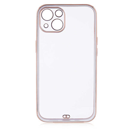 Apple iPhone 13 Kılıf Köşeli Gold Şeffaf Kapak