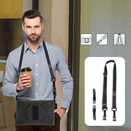 Samsung Galaxy Tab A8 10.5 SM-X200 2021 Kılıf Defender Askılı Zırhlı Tank Case