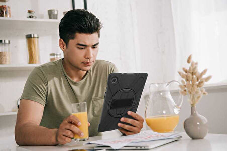 Samsung Galaxy Tab A8 10.5 SM-X200 2021 Kılıf Defender Askılı Zırhlı Tank Case