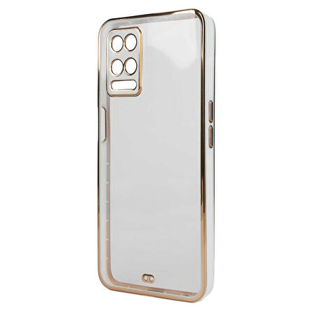 Oppo A54 4G Kılıf Köşeli Gold Şeffaf Kapak