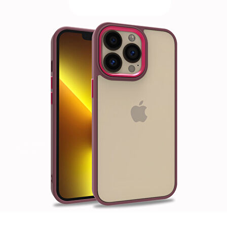 Apple iPhone 13 Pro Kılıf Kamera Nikelaj Kenar Renkli Kapak