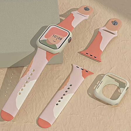 Apple Watch 7 8 45mm Kordon Karışık Renkli Silikon Kordon