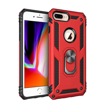 Apple iPhone 8 Plus Kılıf Yüzüklü Zırh Tank Vega